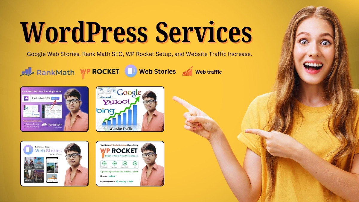 WordPress Services, Google Web Stories, Rank Math SEO, WP Rocket Setup, and Website Traffic Increase